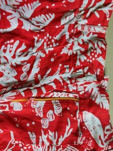 Red Tropical Print Shorts