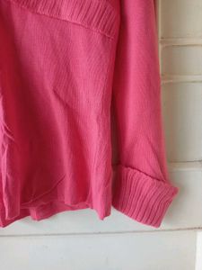 Pink Cowl Neck Knit Sweater