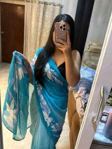Beautiful Blue Floral Saree