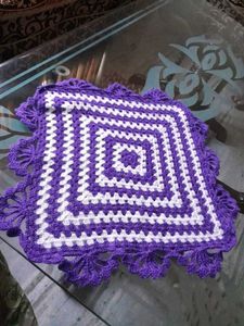 Handmade Purple & White Crochet Doily