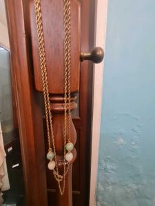 Gold Chain Necklace with Pastel Beads