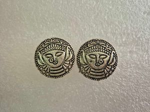 Tribal Face Round Earrings - Unused