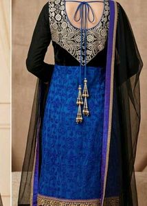 Elegant Blue &amp; Black Embroidered Kurta Set