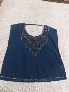 Stylish Navy Blue Embellished Top