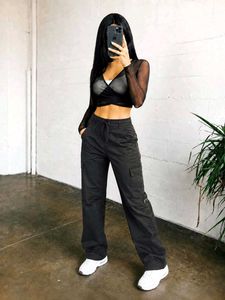 Unisex Linen Cargo Pants with Drawstring