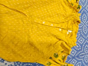 Yellow Printed Kurta 34-36