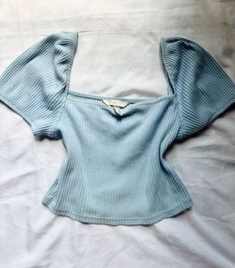 Light Blue Puff Sleeve Top
