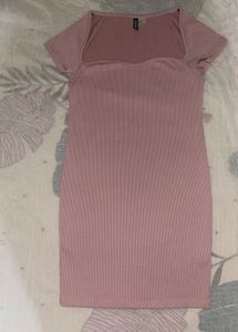 Ribbed Square Neck Mini Dress