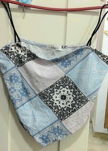 Blue Bandana Print Halter Top