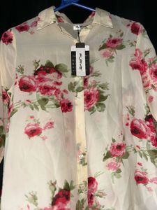 Floral Print Sheer Blouse