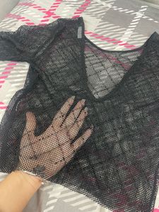 Bershka mesh embellished top