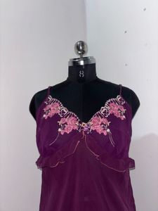 Women's Purple transparent Nightdress