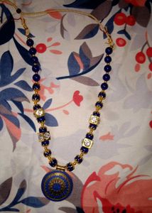 Blue Beaded Necklace with Pendant