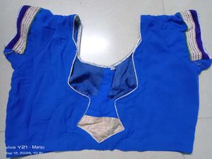 Blue Embroidery daily wear saree
