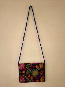 Boho Embroidered blue sling bag