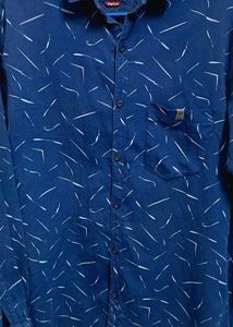 Men's Stylish Blue Patterned Shirt
