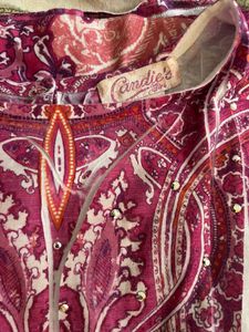 Pink And White Printed Top