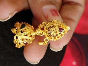 Gold Pleated Jhumki