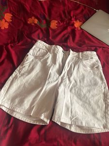 projective Light Wash Denim Shorts baby pink colou