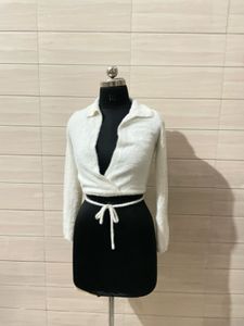 Korean imported Cozy White Wrap Top
