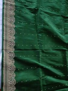 Elegant Emerald Green Silk Saree