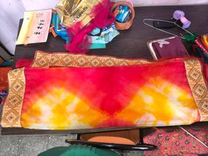 Vibrant Tie-Dye Saree with Embellished Border