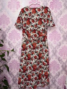 Floral Print Midi Wrap Dress