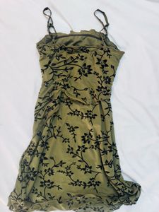 Floral Olive Green Mini Dress