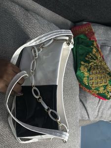 Chic White &amp; Black Patent Handbag