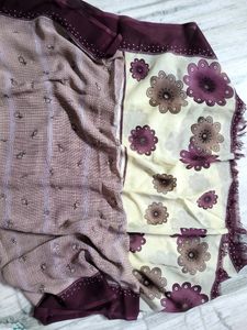 Flower Print Dupptta Plain Border In Cheap Price