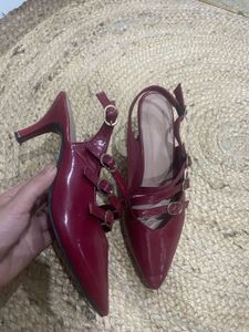 set of 2 heels  Red Patent & blue kitten he