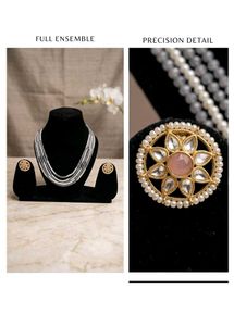 Elegant Layered Beaded Necklace &amp; Earrings Set