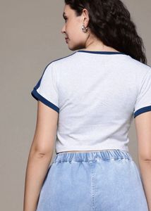 pack of 2 white &amp;Grey Crew Neck T-Shirt with Whit