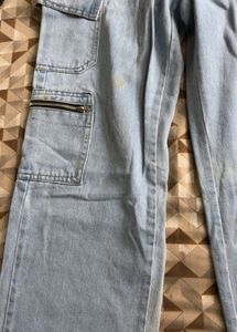 Light Wash Denim Cargo Pants