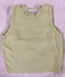 Lime Green Cropped Knit Top