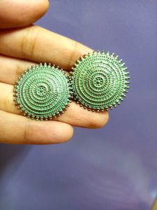Oxidized Pista Green Earrings