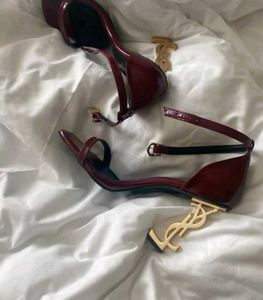 YSL Maroon Strappy Heels