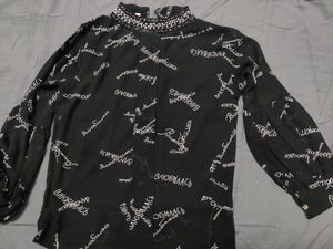 Black Printed High Neck Top