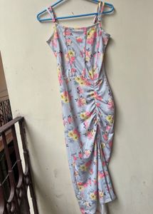 Floral Ruched Bodycon Maxi Dress 🌸