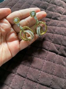 Designer Hoop Earrings with CZ Stones