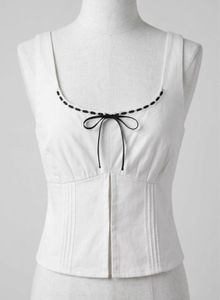 Chic White Bow Detail Top
