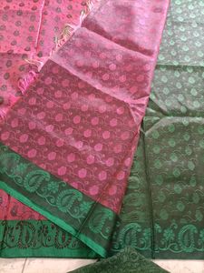 New Beautiful Pink And Green Saree