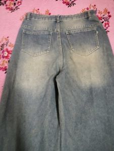 Wide Leg Blue Denim Jeans