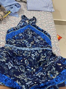 Blue Floral Halter Neck Romper