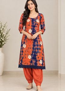 Tie-Dye Orange & Blue Kurta Set