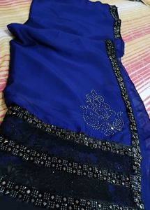 Embellished Royal Blue Saree