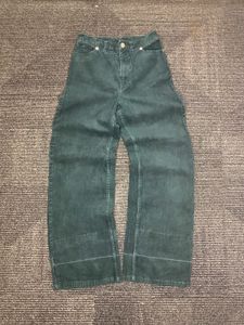 Dark Green Wide Leg Jeans