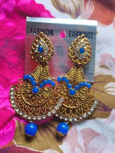 Golden Earrings With Free  Lipstick