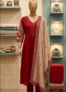 Elegant Red  Suit with Pearl Handwork