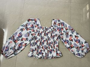 Floral Smocked Square Neck Top